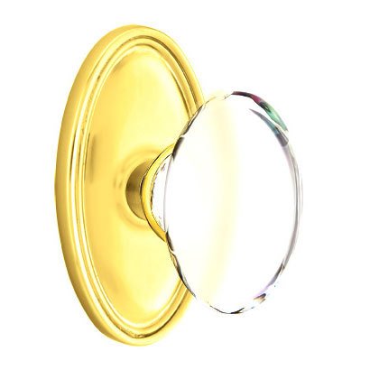 Hampton Passage Door Knob with Oval Rose in Polished Brass
