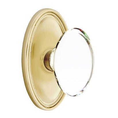 Hampton Passage Door Knob and Oval Rose with Concealed Screws in Satin Brass