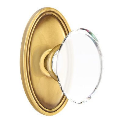 Hampton Passage Door Knob with Oval Rose in French Antique Brass