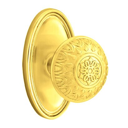 Passage Lancaster Knob With Oval Rose in Polished Brass