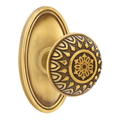 Passage Lancaster Knob With Oval Rose in French Antique Brass