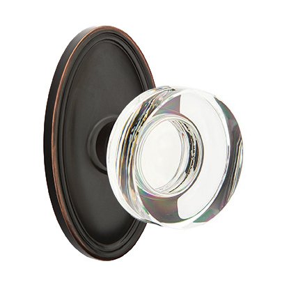 Modern Disc Glass Passage Door Knob and Oval Rose with Concealed Screws in Oil Rubbed Bronze