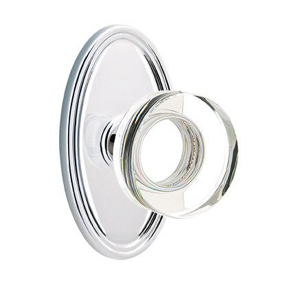 Modern Disc Glass Passage Door Knob with Oval Rose in Polished Chrome