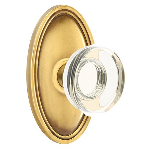 Modern Disc Glass Passage Door Knob with Oval Rose in French Antique Brass