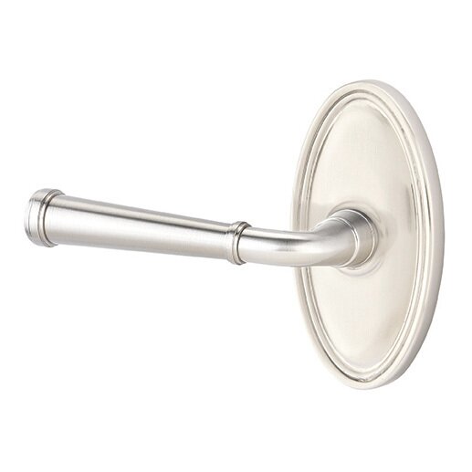 Passage Left Handed Merrimack Lever With Oval Rose in Satin Nickel