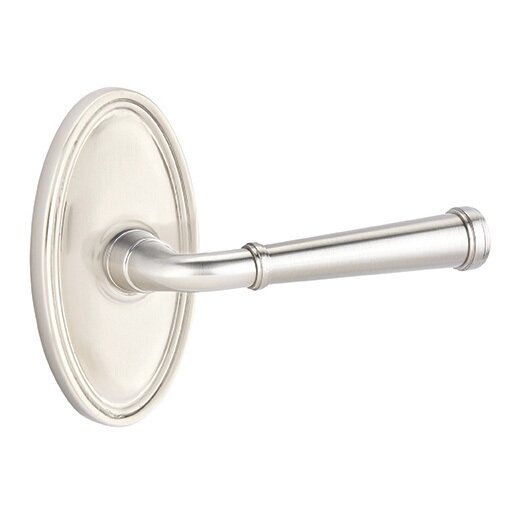 Passage Right Handed Merrimack Lever With Oval Rose in Satin Nickel