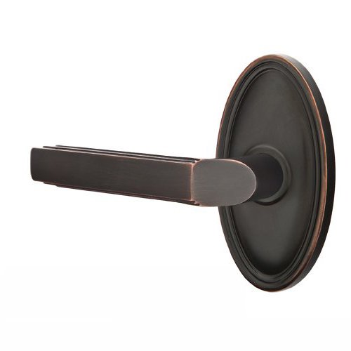 Passage Left Handed Milano Door Lever With Oval Rose in Oil Rubbed Bronze