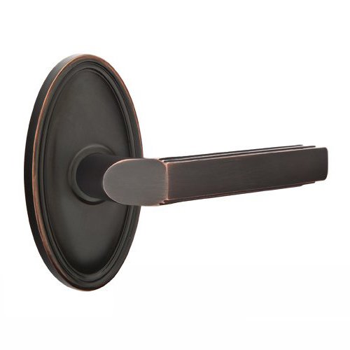 Passage Right Handed Milano Door Lever With Oval Rose in Oil Rubbed Bronze