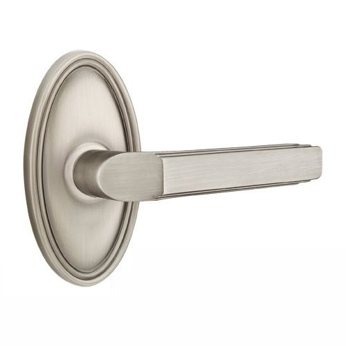 Passage Right Handed Milano Door Lever With Oval Rose in Pewter