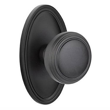 Passage Norwich Door Knob With Oval Rose in Flat Black