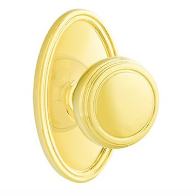 Passage Norwich Door Knob With Oval Rose in Unlacquered Brass