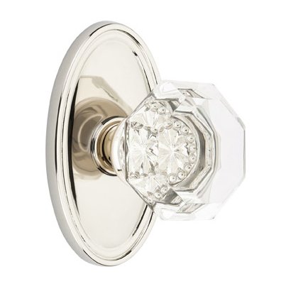 Old Town Passage Door Knob with Oval Rose in Polished Nickel