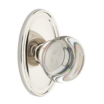 Providence Passage Door Knob with Oval Rose in Polished Nickel