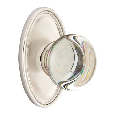 Providence Passage Door Knob with Oval Rose in Satin Nickel