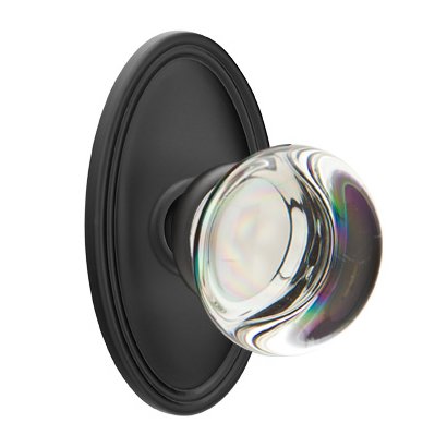 Providence Passage Door Knob and Oval Rose with Concealed Screws in Flat Black