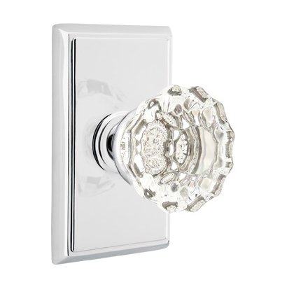 Astoria Passage Door Knob with Rectangular Rose and Concealed Screws in Polished Chrome