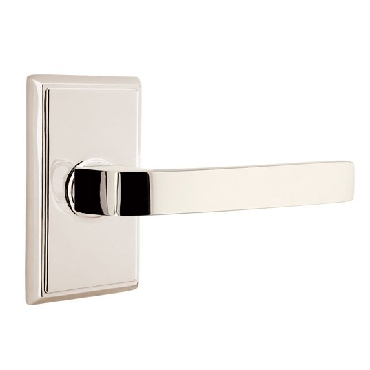 Passage Breslin Right Handed Lever with Rectangular Rose in Polished Nickel