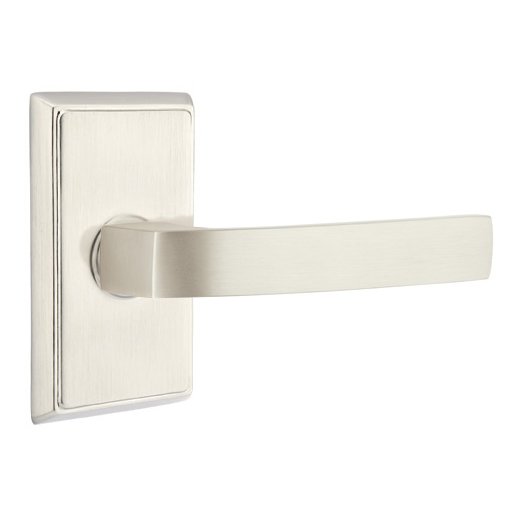 Passage Breslin Right Handed Lever with Rectangular Rose in Satin Nickel