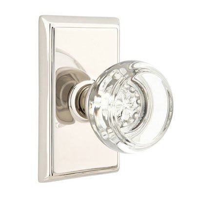 Georgetown Passage Door Knob with Rectangular Rose and Concealed Screws in Polished Nickel