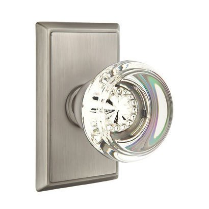 Georgetown Passage Door Knob with Rectangular Rose and Concealed Screws in Pewter