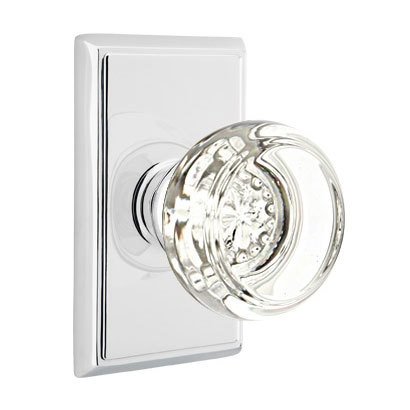 Georgetown Passage Door Knob with Rectangular Rose in Polished Chrome