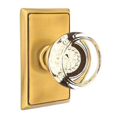 Georgetown Passage Door Knob with Rectangular Rose and Concealed Screws in French Antique Brass