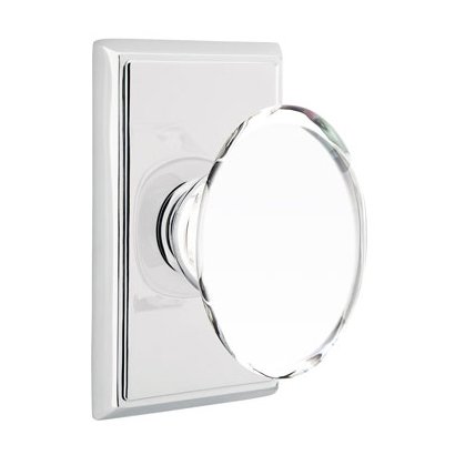 Hampton Passage Door Knob and Rectangular Rose with Concealed Screws in Polished Chrome