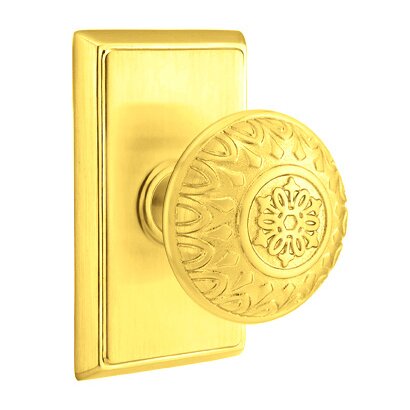 Passage Lancaster Knob With Rectangular Rose in Polished Brass