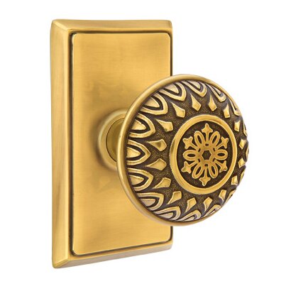 Passage Lancaster Knob With Rectangular Rose in French Antique Brass