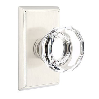Lowell Passage Door Knob and Rectangular Rose with Concealed Screws in Satin Nickel
