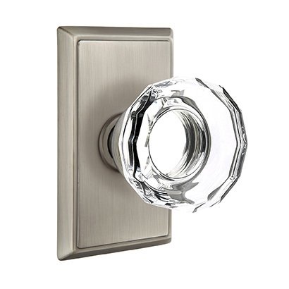Lowell Passage Door Knob and Rectangular Rose with Concealed Screws in Pewter