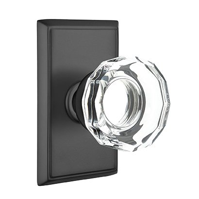 Lowell Passage Door Knob and Rectangular Rose with Concealed Screws in Flat Black