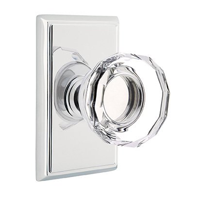 Lowell Passage Door Knob with Rectangular Rose in Polished Chrome