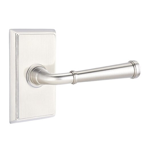 Passage Merrimack Lever With Rectangular Rose with Concealed Screws in Satin Nickel