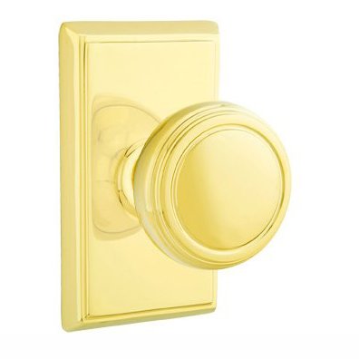 Passage Norwich Door Knob With Rectangular Rose in Polished Brass