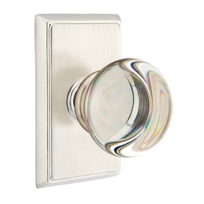 Providence Passage Door Knob and Rectangular Rose with Concealed Screws in Satin Nickel