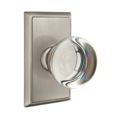Providence Passage Door Knob and Rectangular Rose with Concealed Screws in Pewter