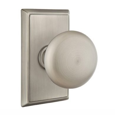 Passage Providence Door Knob With Rectangular Rose in Pewter