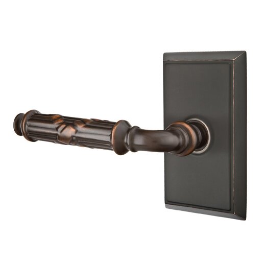 Passage Left Handed Ribbon & Reed Lever With Rectangular Rose in Oil Rubbed Bronze