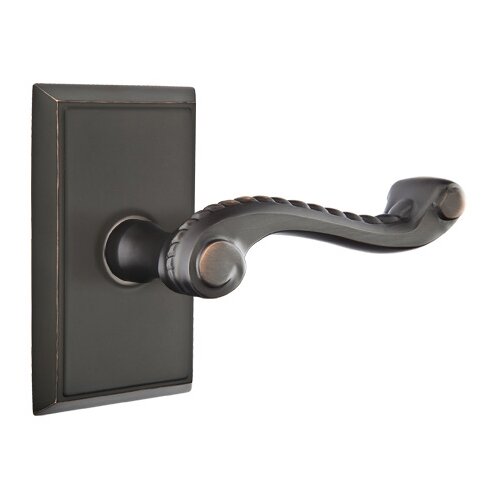Passage Right Handed Rope Lever With Rectangular Rose in Oil Rubbed Bronze