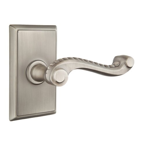 Passage Right Handed Rope Lever With Rectangular Rose in Pewter