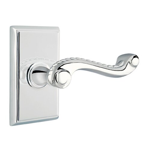Passage Right Handed Rope Lever With Rectangular Rose in Polished Chrome