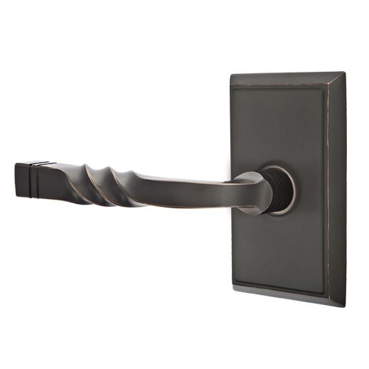 Passage Left Handed Sante Fe Lever With Rectangular Rose in Oil Rubbed Bronze