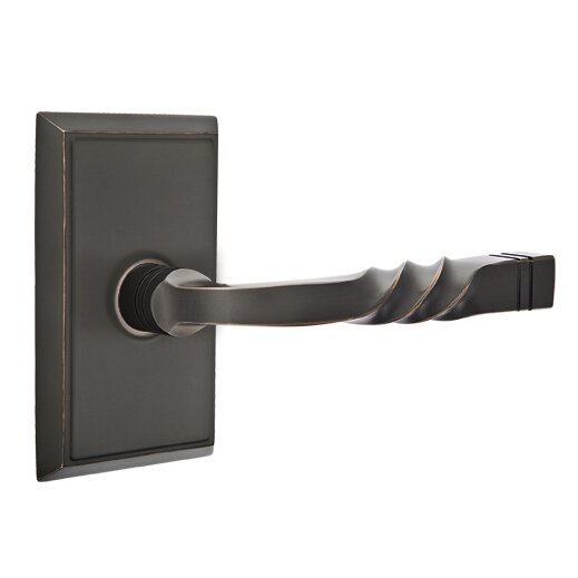 Passage Right Handed Sante Fe Lever With Rectangular Rose in Oil Rubbed Bronze