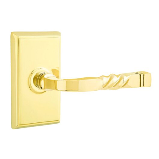Passage Right Handed Sante Fe Lever With Rectangular Rose in Polished Brass