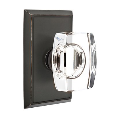 Windsor Passage Door Knob and Rectangular Rose with Concealed Screws in Oil Rubbed Bronze