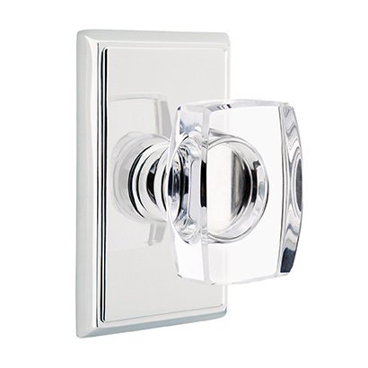 Windsor Passage Door Knob and Rectangular Rose with Concealed Screws in Polished Chrome
