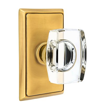 Windsor Passage Door Knob with Rectangular Rose in French Antique Brass
