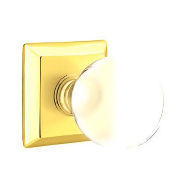 Bristol Passage Door Knob and Quincy Rose with Concealed Screws in Unlacquered Brass