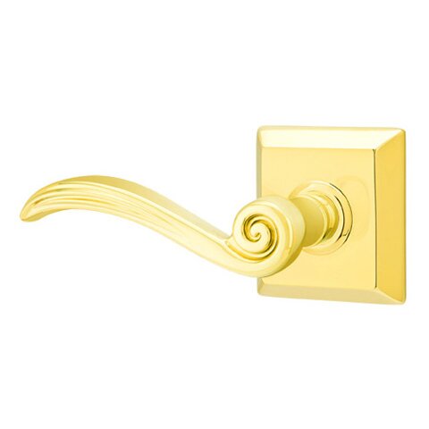 Passage Left Handed Elan Lever With Quincy Rose in Unlacquered Brass